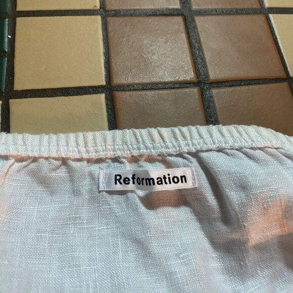 Reformation White Linen Hart Wrap Top Women’s XS - Picture 3 of 4